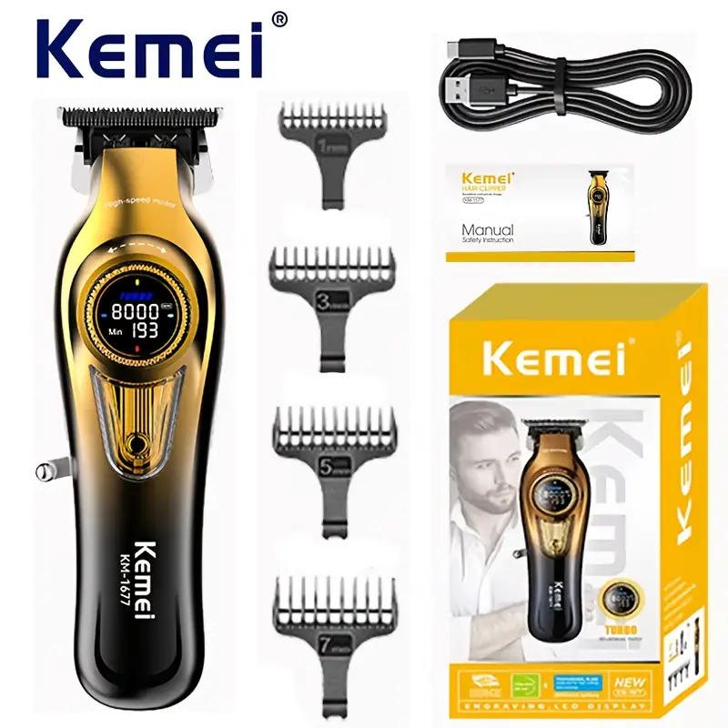 Patillera Trimmer Profesional Kemei KM-1677 Inalámbrica - Imagen 3