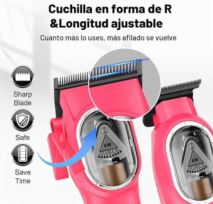 Kit Profesional Barbería Kemei KM-8502 Clipper y Trimmer + Rasuradora Shaver Profesional Kemei KM-TX1 – Plateada - Imagen 3