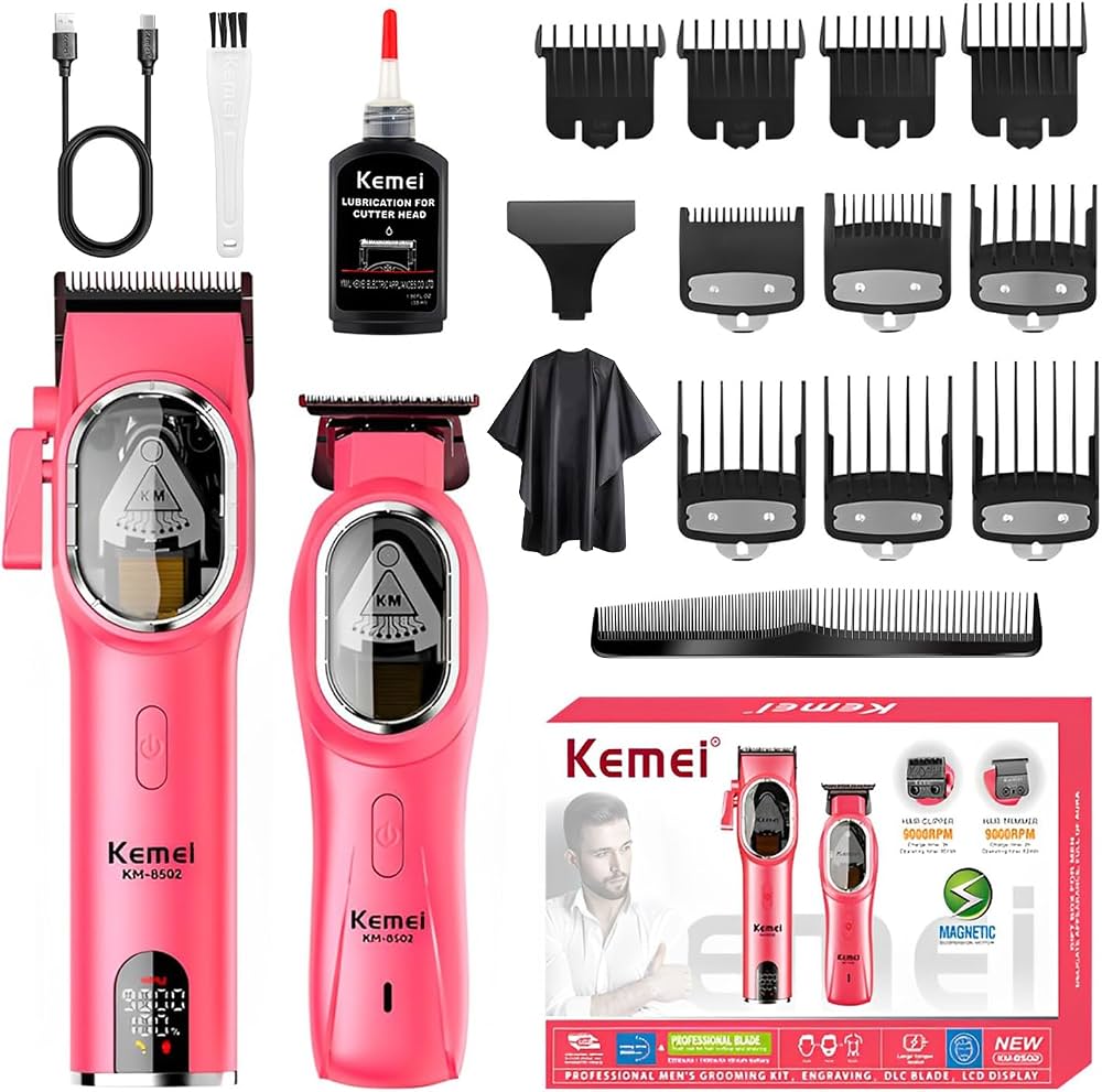 Kit Profesional Barbería Kemei KM-8502 Clipper y Trimmer + Rasuradora Shaver Profesional Kemei KM-TX1 – Plateada - Imagen 4