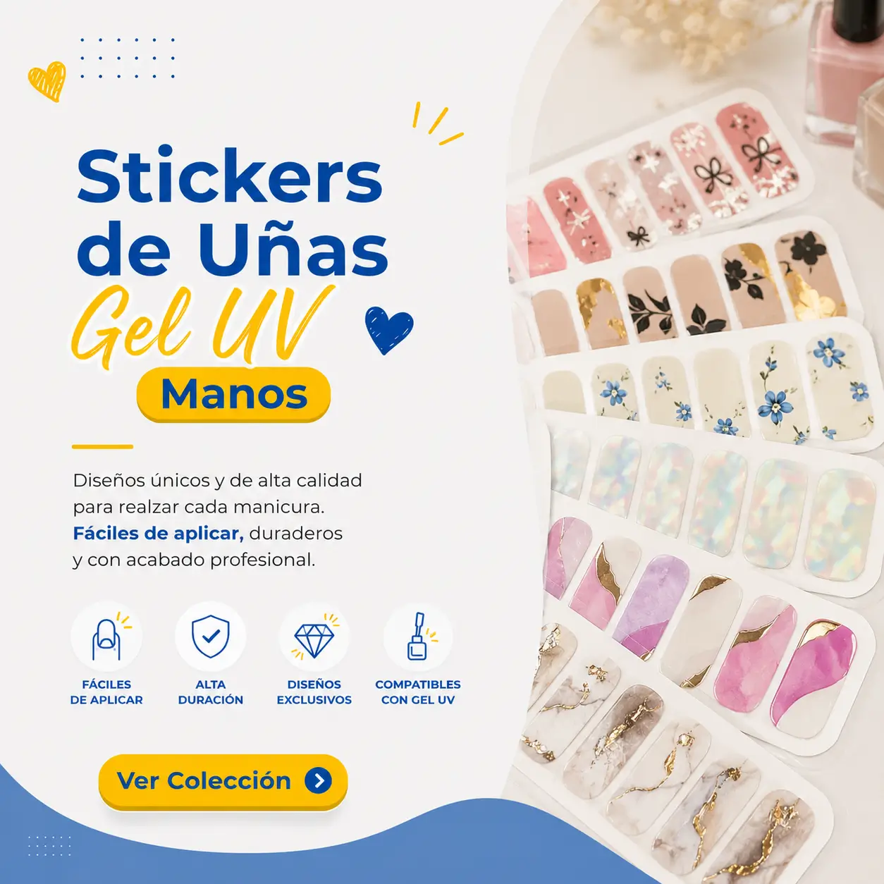 sticker gel uv manos
